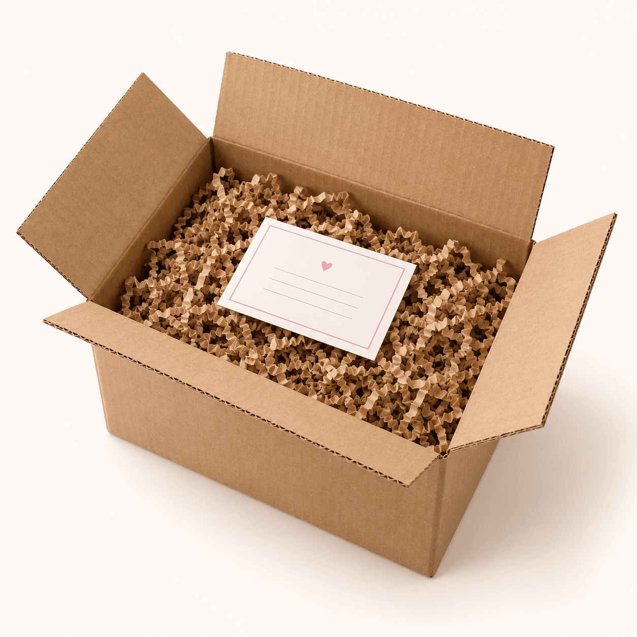 An open gift box with a handwritten note