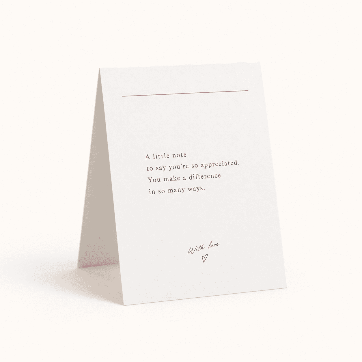 A folded card with a heartfelt message
